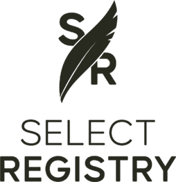 Logo of Select Registry featuring the initials "SR" and a leaf design.